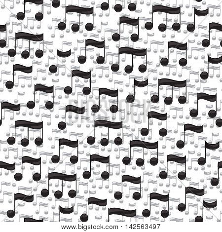 Music seamless pattern background. Blac notes on white background. Vector musical symbols