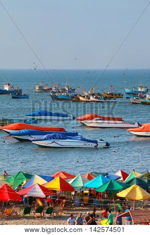Paracas, Peru-january 25: View Of The Beach And Waterfront Promenade On January 25, 2015  In Paracas