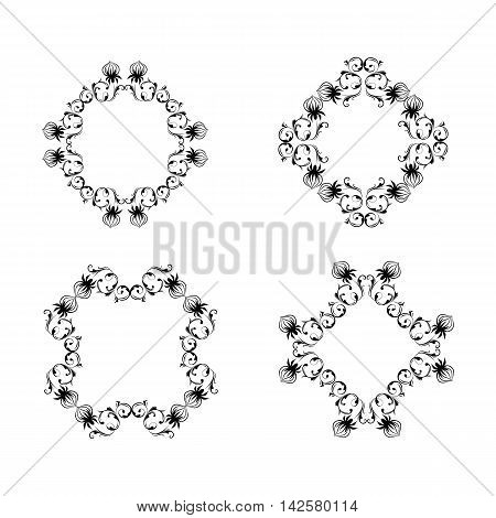 A set of black-and-white abstract pattern framework