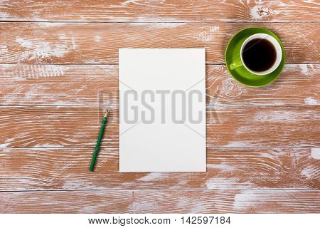 Office table with notepad, computer and coffee cup. Business creative consept.
