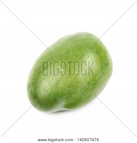 Ripe green mango fruit isolated over the white background