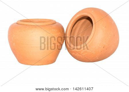Two of Earthenware Jur isolated on white background.