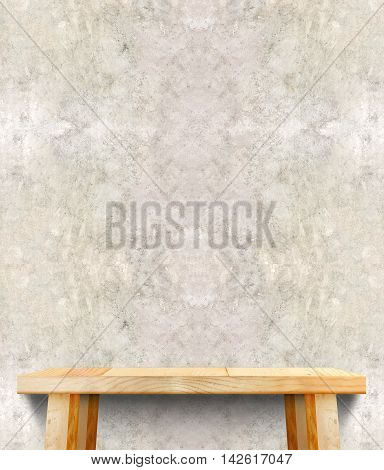 Empty Wooden Table Top At Concrete Wall,template Mock Up For Display Of Product,business Presentaion