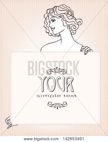 portrait of a girl in profile in retro style which keeps the space under the text can also be used as an announcement or advertisement or a banner