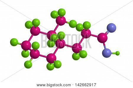 Molecular structure of Decanoic acid (capric acid) saturated fatty acid 3D rendering