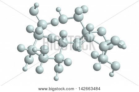 Molecular structure of sucrose (table sugar) in white 3D rendering