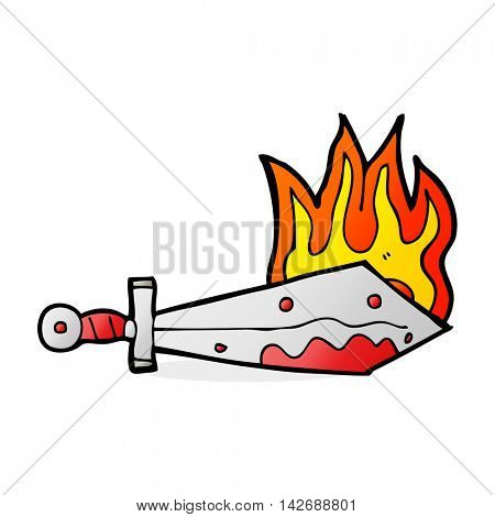 cartoon flaming sword