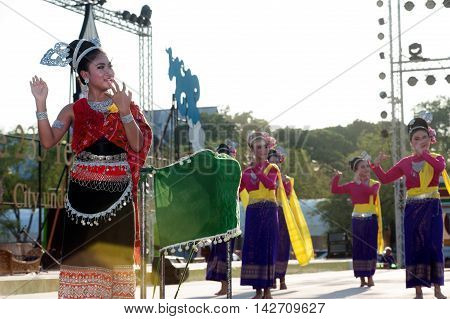 BANGKOK ,THAILAND - APRIL 20 , 2015 : Unidentified Thai dancer perform traditional Thai dance during festival on The 233 rd Year of Rattanakosin City on April 20,2015 in Bangkok,Thailand. The show is open free for public.