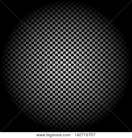 Radial gradient light. Checkered background. Vector illustration