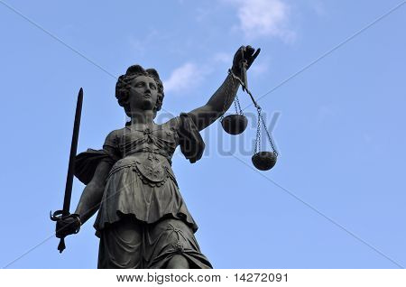 Statue Of Lady Justice In Frankfurt Germany