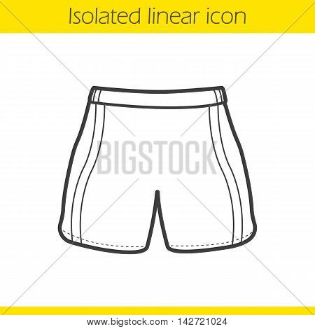 Sport shorts linear icon. Thin line illustration. Boxer trunks contour symbol. Vector isolated outline drawing