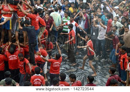 AMRAVATI, MAHARASHTRA, INDIA - AUGUST 29 : Crowd of young People enjoying 