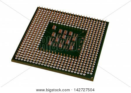Computer processor isolated on white background closeup