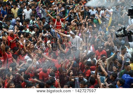 AMRAVATI, MAHARASHTRA, INDIA - AUGUST 29 : Crowd of young People enjoying 
