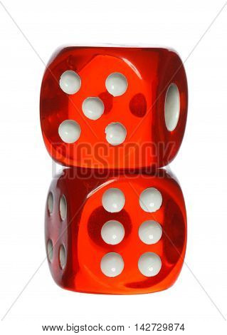 Red And White Dices Isolated On A White Background