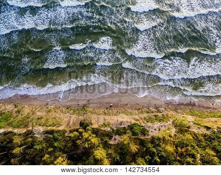 Aerial view of the Baltic Sea coast of Lithuania, Olandu Kepure, Karkle next to Klaipeda