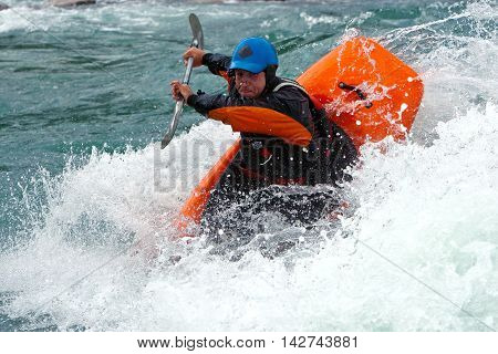 August kayak trip on the waterfalls of Norway