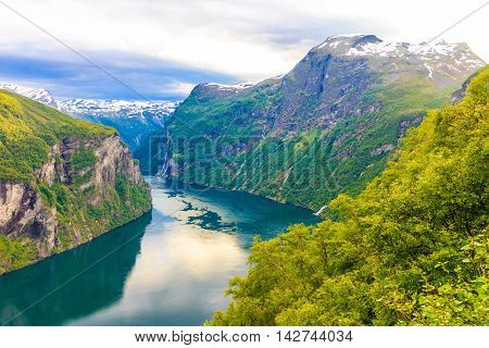 View On Geirangerfjord From Flydasjuvet Viewpoint Norway