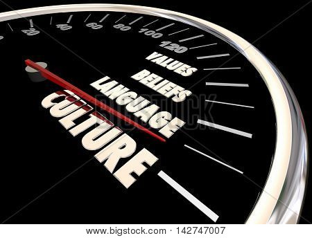 Culture Language Beliefs Values Diversity Speedometer 3d Illustration