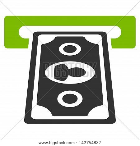Cashpoint Terminal icon. Vector style is bicolor flat iconic symbol with rounded angles, eco green and gray colors, white background.