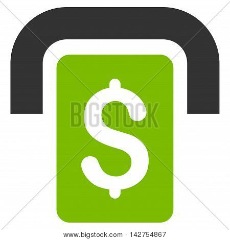 Cashpoint icon. Vector style is bicolor flat iconic symbol with rounded angles, eco green and gray colors, white background.