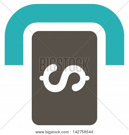 Cashpoint Terminal icon. Vector style is bicolor flat iconic symbol with rounded angles, grey and cyan colors, white background.