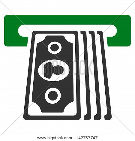 Cashpoint Terminal icon. Vector style is bicolor flat iconic symbol with rounded angles, green and gray colors, white background.