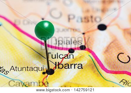 Ibarra pinned on a map of Ecuador