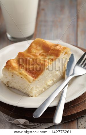 Traditional Georgian achma khachapuri on a plate