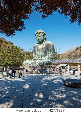 Daibutsu, The Bronze Statue Of Amitabha Buddha Located At The Kotokuin Temple In Kamakura, Japan