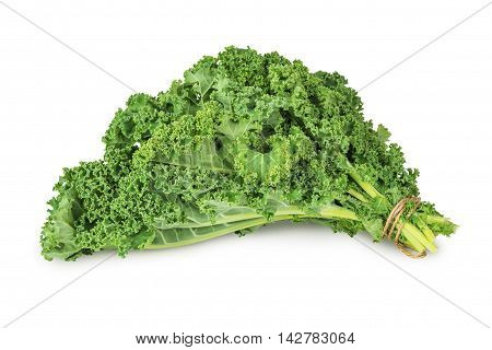 fresh green kale leaves vegetable isolated on white background