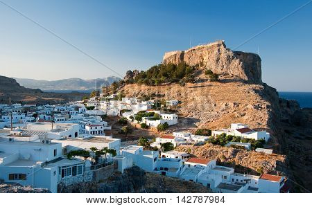 Lindos on Rhodes island Greece.City In the centr island.
