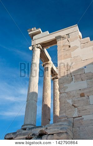 The Erechtheion On Acropolis Of Athens In Greece.