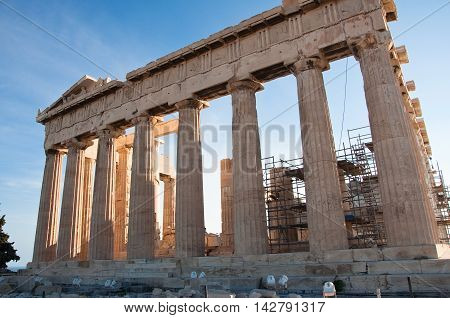 The Parthenon On The Athenian Acropolis On August 1 2013 In Athens Greece.