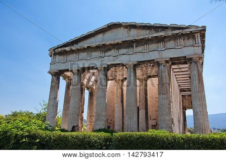 Temple of Hephaestus in ancient Agora. Athens in Greece.