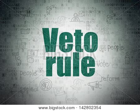 Political concept: Painted green text Veto Rule on Digital Data Paper background with  Scheme Of Hand Drawn Politics Icons