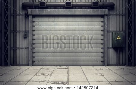 Old warehouse loading dock inside. 3D rendering