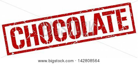 chocolate stamp. red grunge square isolated sign