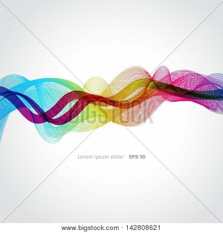 Background rainbow wave. Colored vector wallpaper. Abstract background. Modern banner design. Energy effect. Colored smoke. Waves vector.