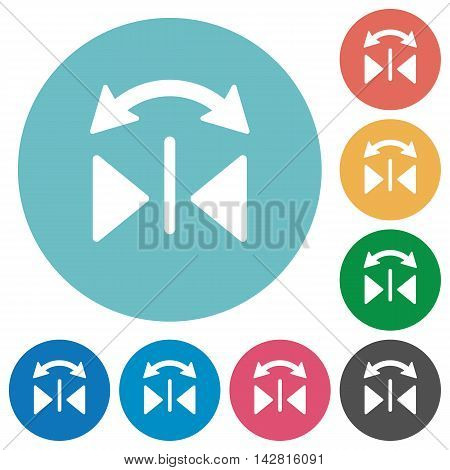 Flat horizontal flip icon set on round color background.