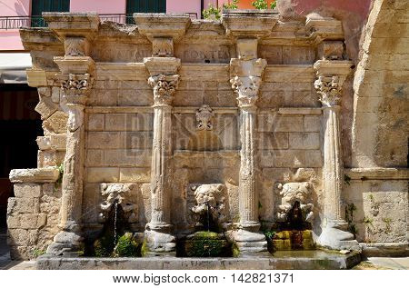 Rethymno city Greece venetian fountain landmark architecture