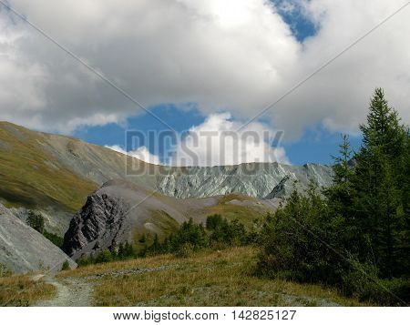 Mountain landscape. Wild nature. Altai. Adventure Tour.