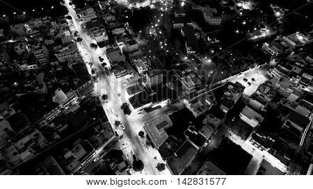 aerial athens black and white from above greece