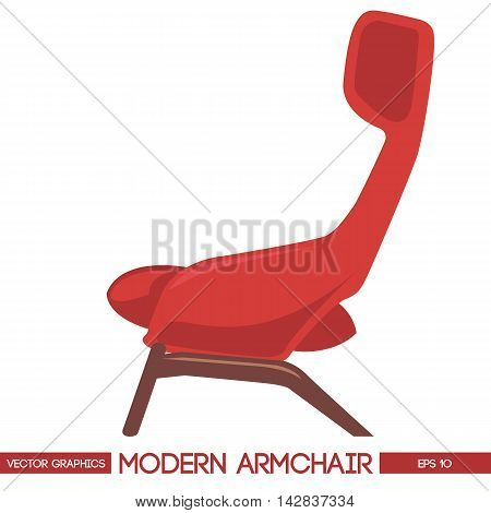 Red modern armchair over white background. Digital vector image