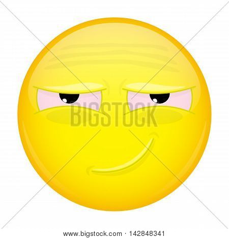 Tired smiling emoji. Weary emotion. Tired grin emoticon. Illustration smile icon.