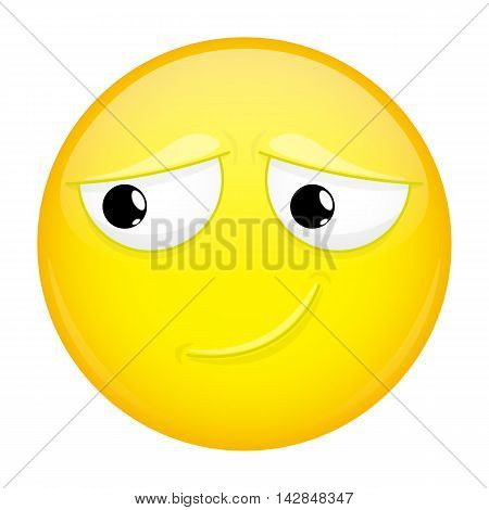 Uncertainly smiling emoji. Doubt emotion. Timid emoticon. Illustration smile icon.