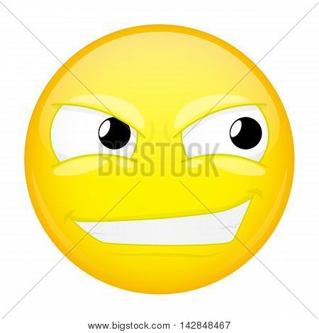 Smirk emoji. Sly emotion. Smiling emoticon. Illustration smile icon.