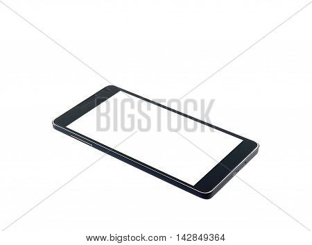 Black modern smartphone isolated on white background