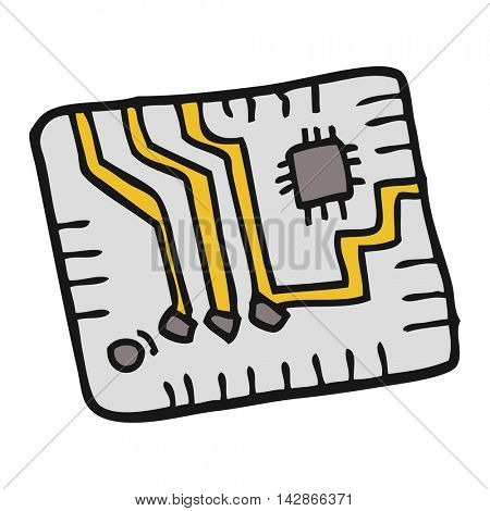 freehand drawn cartoon computer circuitboard