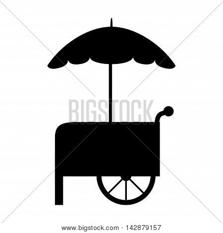 stall parasol food cart wheel fair vehicle vector  isolated illustration
